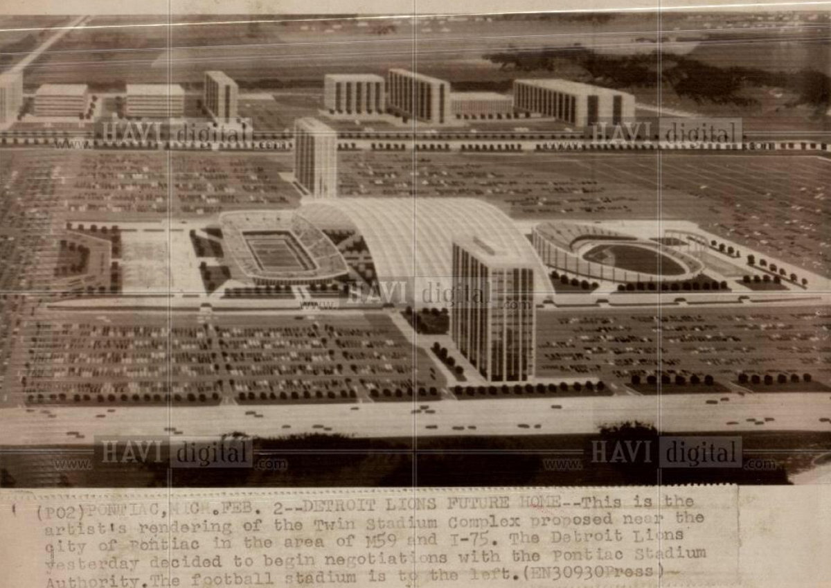 Unbuilt Sports Stadiums - Twin Stadium Pontiac Rendering (newer photo)